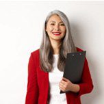 Asian Lady Wear Red Blazer